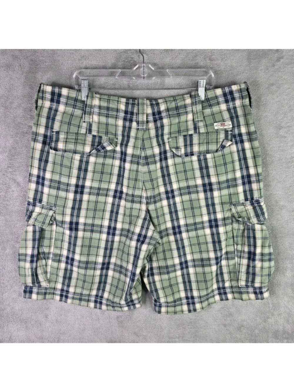 Mens Polo Ralph Lauren Green & Blue Plaid Cargo Shorts 12